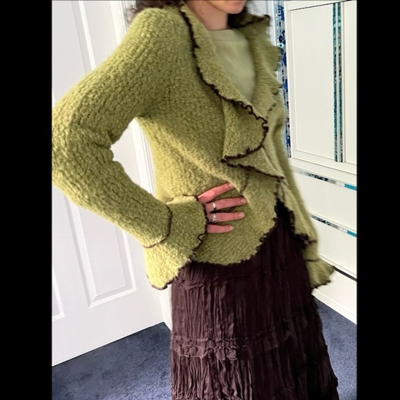 Green Textured Women's Cardigan - Picture 4 of 12